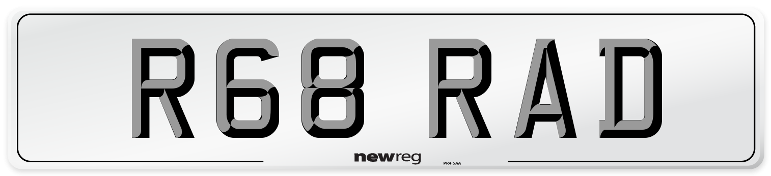 R68 RAD Number Plate from New Reg